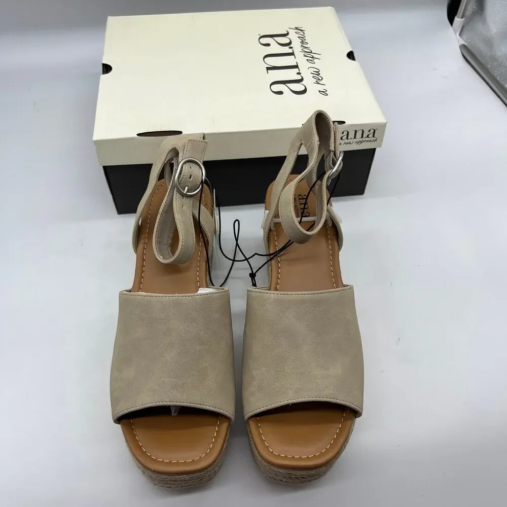 a.n.a Laskie Women Shoes Ankle Buckle Strap Sandals Brown Stone Size 11M